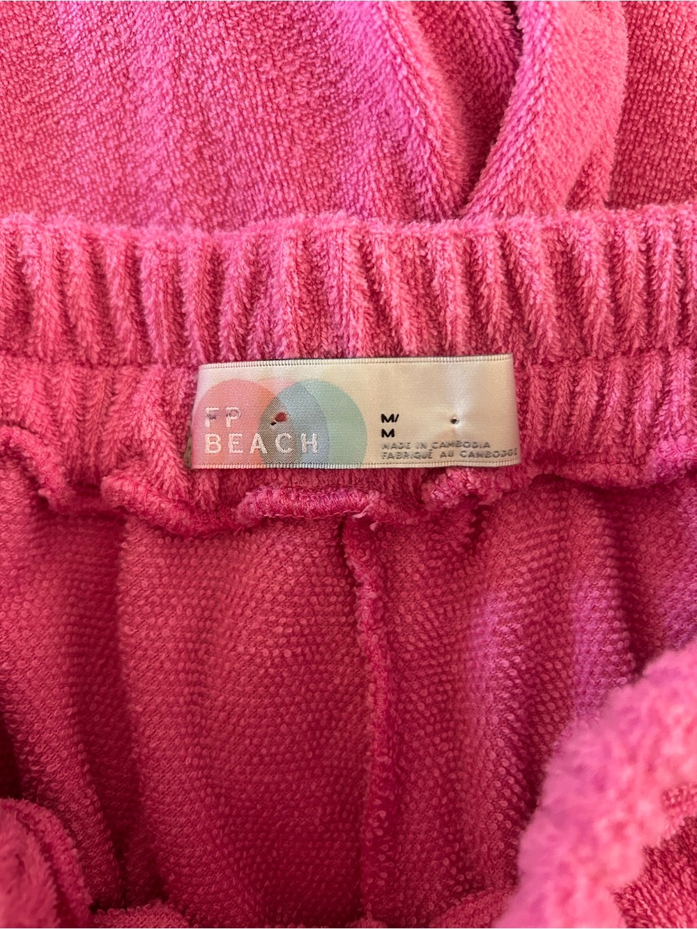 Free People Beach Towel Cotton Pink Terry Shorts Size Medium - Picture 3 of 5